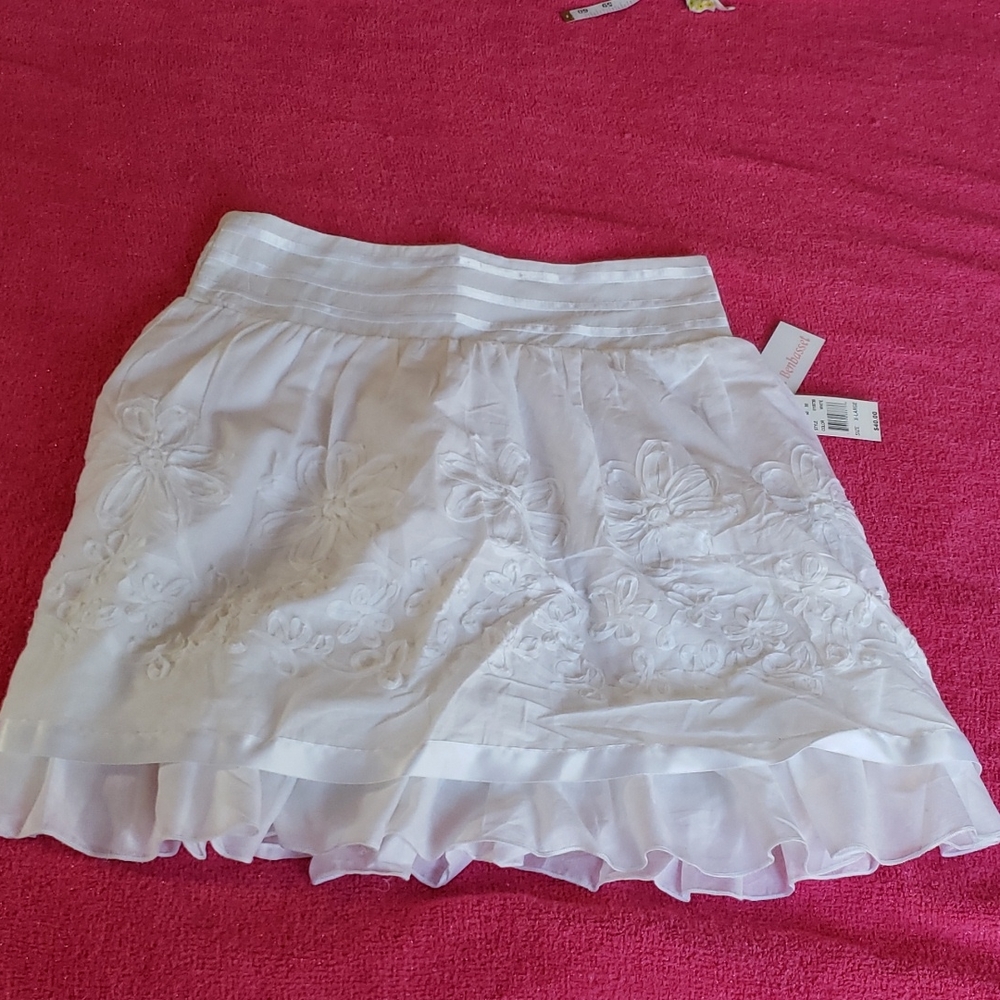 White cotton embellished skirt
